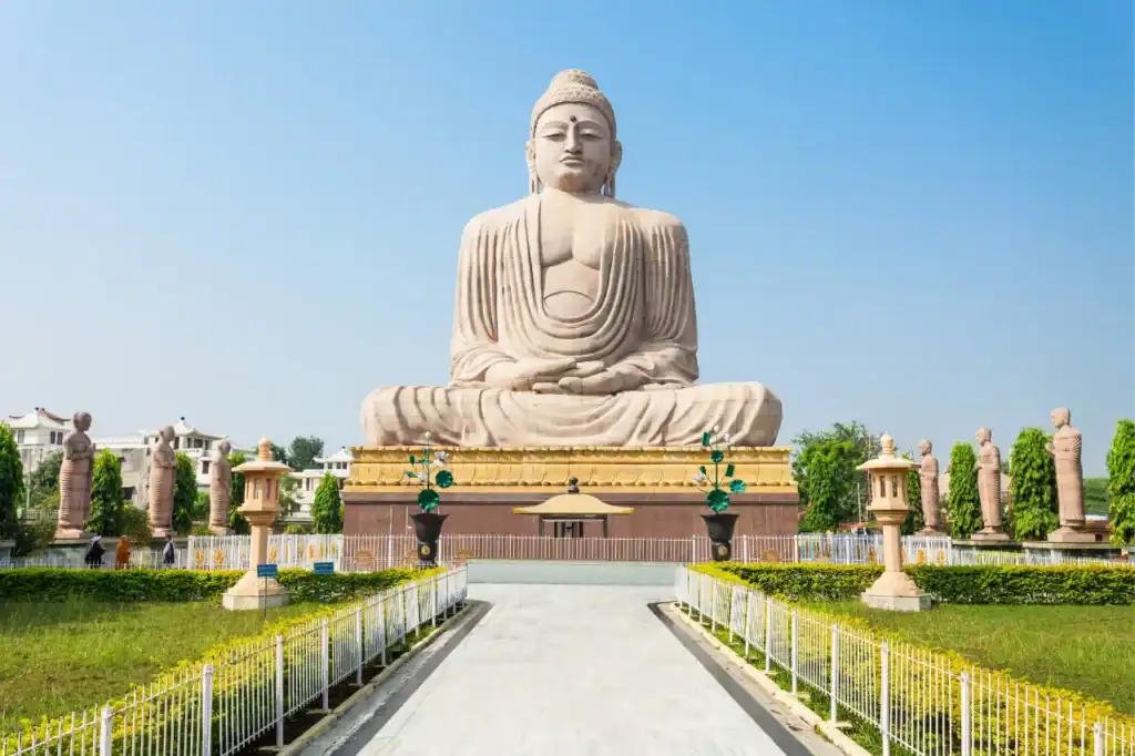 Big Buddha statue Bodh Gaya sunrise peaceful setting Buddhist Circuit Tour