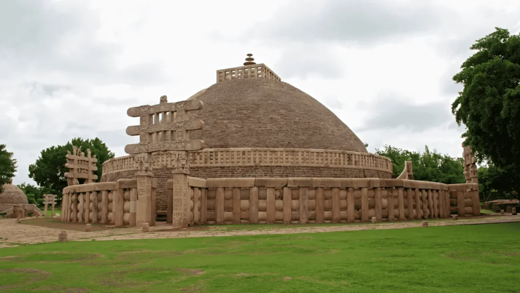 Sanchi Buddha Stupa Madhya Pradesh India aerial view