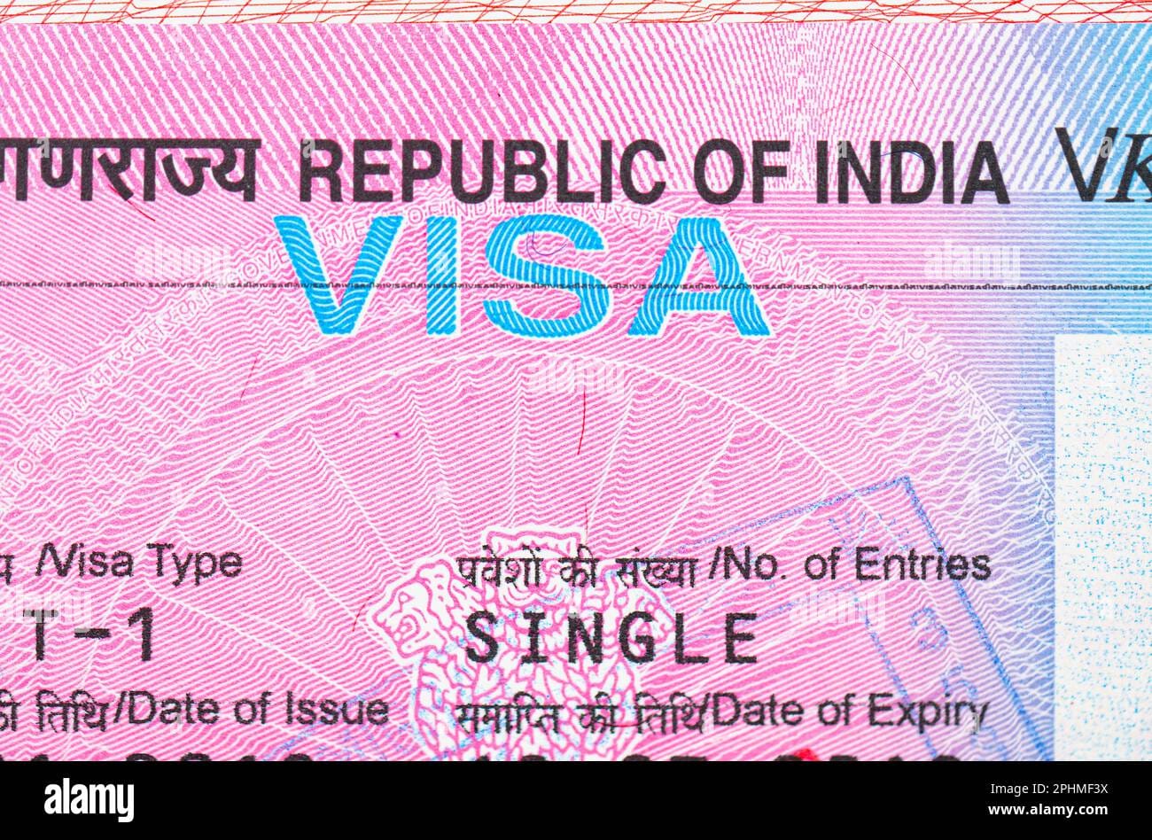India tourist visa stamped on passport for international travelers