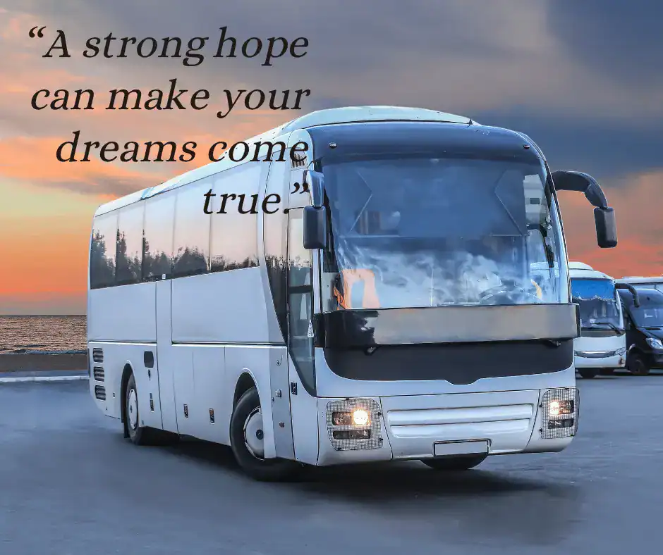 picture of the volvo bus for buddhist pilgrimage tours